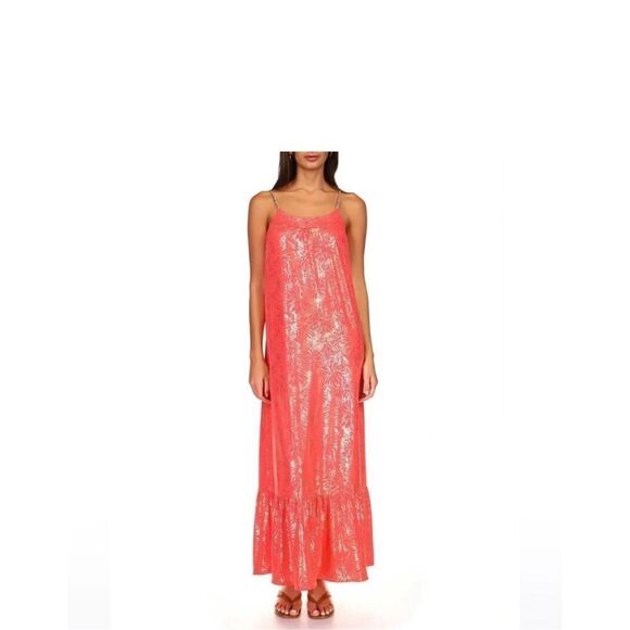 Michael Kors Coral/ Gold Pattern Chain Dress Women‎ XL NWT - Picture 1 of 4